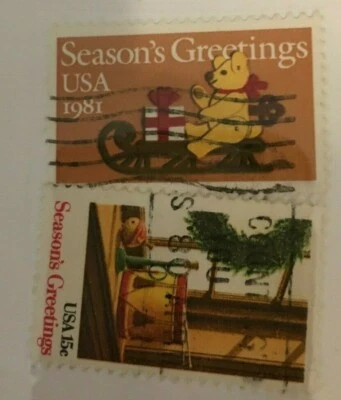 Stamps Lot of 3 Canadian & 2 US Used, Cancelled Christmas Stamps     - Image 1 of 3