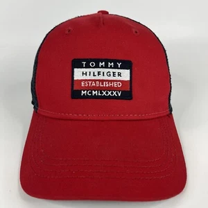 Tommy Hilfiger Hat Cap Red Snapback Adjustable Mesh Patch Mens - Picture 1 of 13