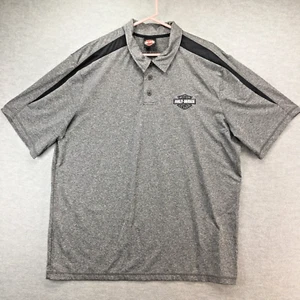 Harley Davidson Men’s 2XL Polo Button Shirt Embroidered Logos Gray MILWAUKEE WI - Picture 1 of 6