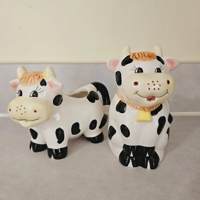 Houston Harvest Holstein Vaca Cerámica Azúcar y Crema Set Decoración Granja Foto 1 de 4