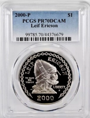 2000 LEIF ERICSON Silver Dollar PF70 NGC💥FLAWLESS QUALITY💥 - Image 1 of 4