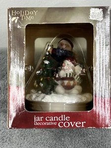 Snowman Snowmen Decorative Jar Candle Cover Christmas Tree New Old Stock - Picture 1 of 9