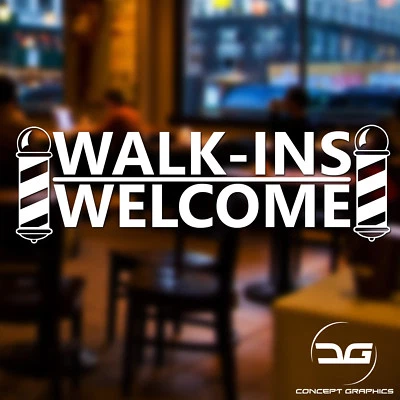 CONCEPT GRAPHICS Barber Shop Walk-Ins Welcome Hairdressers Window Door Vinyl Decal Sticker Sign
