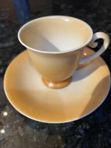 Vintage Schumann Bavaria tea cup and saucer CHINA unique peach and white - Picture 1 of 8