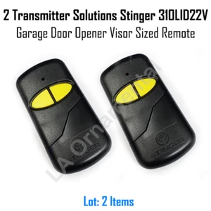 2 Transmitter Solutions Stinger 310LID22V Garage Door Opener Visor Sized Remote - Picture 1 of 6