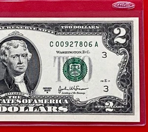 2003A $2 TWO DOLLAR BILL ( Philadelphia “C”) UNCIRCULATED - Picture 1 of 3