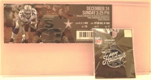 DEC 24, 2017 SEATTLE SEAHAWKS VS DALLAS COWBOYS NEW GAME DAY PIN & USED TICKET - Picture 1 of 4