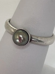 Anillo moderno de perlas de Tahití cultivadas de ley talla 7 - Imagen 1 de 3