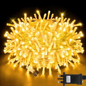 12M 100 LED Outdoor Lights Mains Powered, 8 Modes waterproof Warm White - Picture 1 of 4