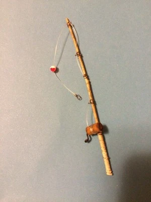 THINGS FOR YOUR OTHER HOUSE 1:24 Miniature Bamboo Fishing Pole Rod 3" Handmade Nautical Dollhouse