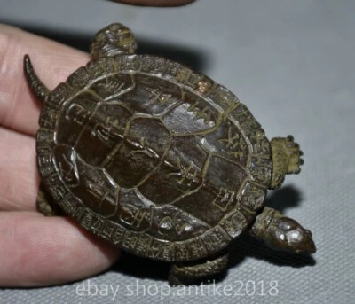 3.4 " Rare Old China Red Copper Fengshui Animal tortoise Turtle Wealth Statue - Image 1 of 4