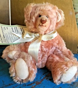 vintage teddy bear by Schnookie bearz 1999 peach mohair collectable 25cm jointed - Picture 1 of 12
