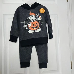 Disney grau & schwarz gesteppter Hoodie und Jogginghose Mickey Mouse Set Gr. 24 Monate - Bild 1 von 7