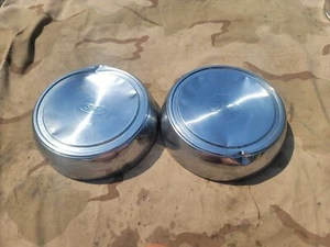 (2) 1992 - 2010 Ford Econoline Van E250 E350 Dog Dish Wheel Center Caps Chrome - Picture 1 of 11