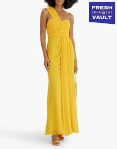 RRP€800 BADGLEY MISCHKA Crepe Gown US8 UK12 IT44 L Lined Lightweight Draped - Picture 1 of 5