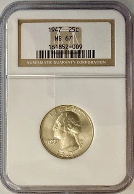 1947-P 25C Washington Quarter NCG MS67 Uncirculated Gem Silver Coin - Image 1 of 4