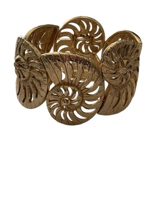 Brazalete elástico Lilly Pulitzer tono dorado grande Nautilus Shell declaración Foto 1 de 4