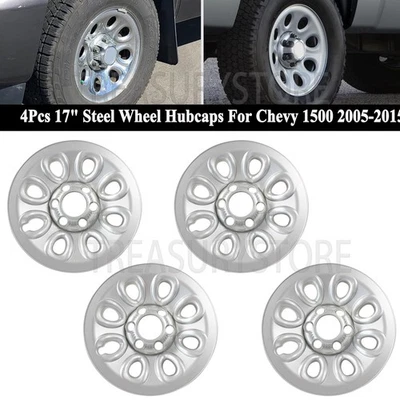 Tapacubos tapacubos cubierta de rueda completa de 17" plateada para Chevy 1500 2005-2015 4 piezas Foto 1 de 4