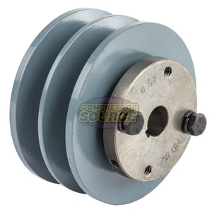Cast Iron 3.75" Dual Groove Pulley Belt B Section 5L with 5/8" Sheave Bushing - Picture 1 of 6