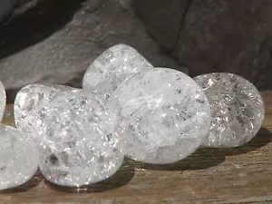 Polished Crackled Quartz Tumbled Stones 2 Pieces Healing Tracked Postage 25-30mm - Picture 1 of 6