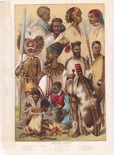 Antique Color Lithograph Illustration - Ethnographic - 19th Century
