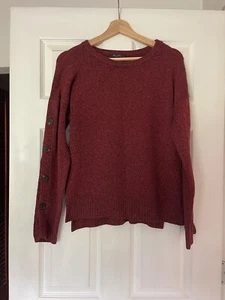 Suéter Olivia Sky Mujer M Pullover Rojo Manga Larga Detalle Botón - Imagen 1 de 3