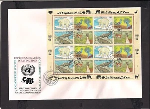 UN large 1997 FDC sheet endangered species GENEVA - Picture 1 of 1