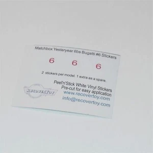Matchbox Yesteryear 6b 1935 Type 35 Bugatti RN#6 Stickers - Picture 1 of 3