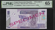 Congo Democratic Republic Specimen 10,000 Francs 2006 PMG 65 EPQ UNC P#103as