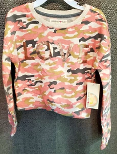 Love Republic Girls Pink Camo Love Crop Pullover Top Size Small (4) NWT - Picture 1 of 5