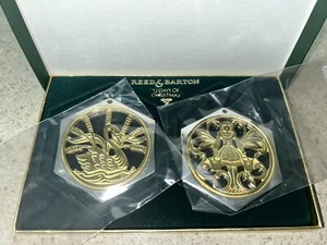 Reed and Barton 12 Days of Christmas Ornaments 1986 Day 7 & 8 in Box Silver Gold - Picture 1 of 1