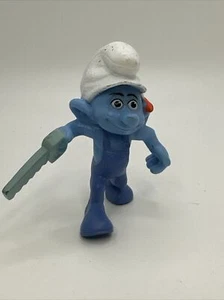 SMURF HANDY 2011 McDonalds Happy Meal Smurfs Gray Saw Orange Pencil 3" Toy Peyo - Picture 1 of 4
