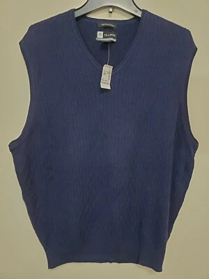 Jos A. Banks Golf Sweater Vest Pima Cotton Leadbetter Men's Large Navy Blue NWT  - Image 1 of 4