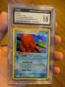(TOP POP 9) Pokemon Octillery 10/115 ERROR Holo EX Unseen Forces CGC 10 GEM MINT - Picture 1 of 4