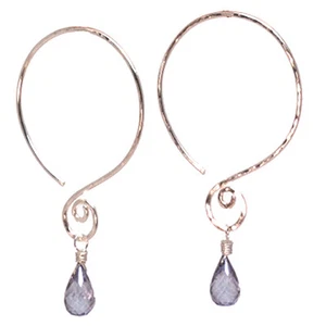 Tahiti 176 ~ Open Hoop Earrings with Stone and Metal Choice  - Picture 1 of 12