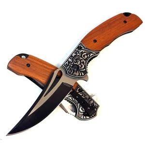 8.5” pocket Knife   stainless steel retro embossed heavy duty - Picture 1 of 7