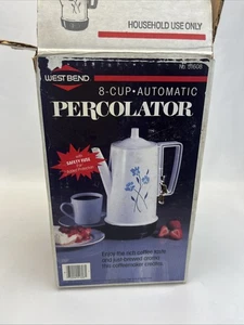 Vintage West Bend Auto Kaffeemaschine 8 Tassen mit Blumen Made in USA..1990 - Bild 1 von 3