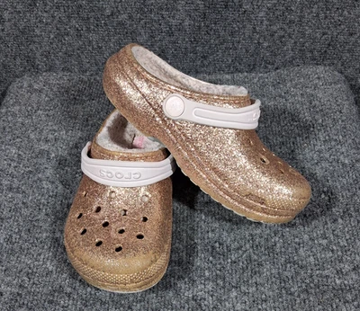 Crocs Clásico Imitación Piel Forrado Oro Rosa Brillo Niña Niño Crocs C12 Foto 1 de 4