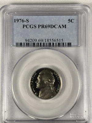 1976-S 5C Jefferson Nickel PCGS PR69DCAM Proof Deep Cameo - Image 1 of 4