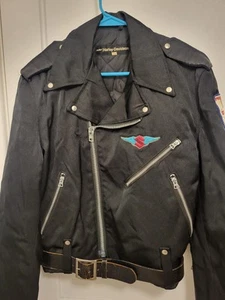 Vintage 70er AMF Harley Davidson Nylon Motorrad Jacke mit Gürtel & Patches 38 - Bild 1 von 16