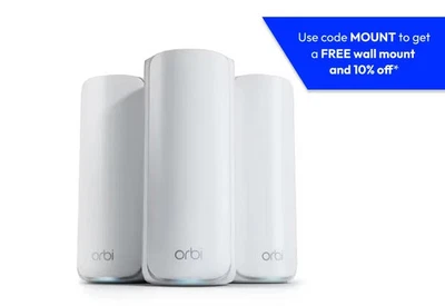 Netgear Orbi 770 Tri-Band WiFi 7 Mesh System, Router + 2 Satellites-Refurbished - Image 1 of 4