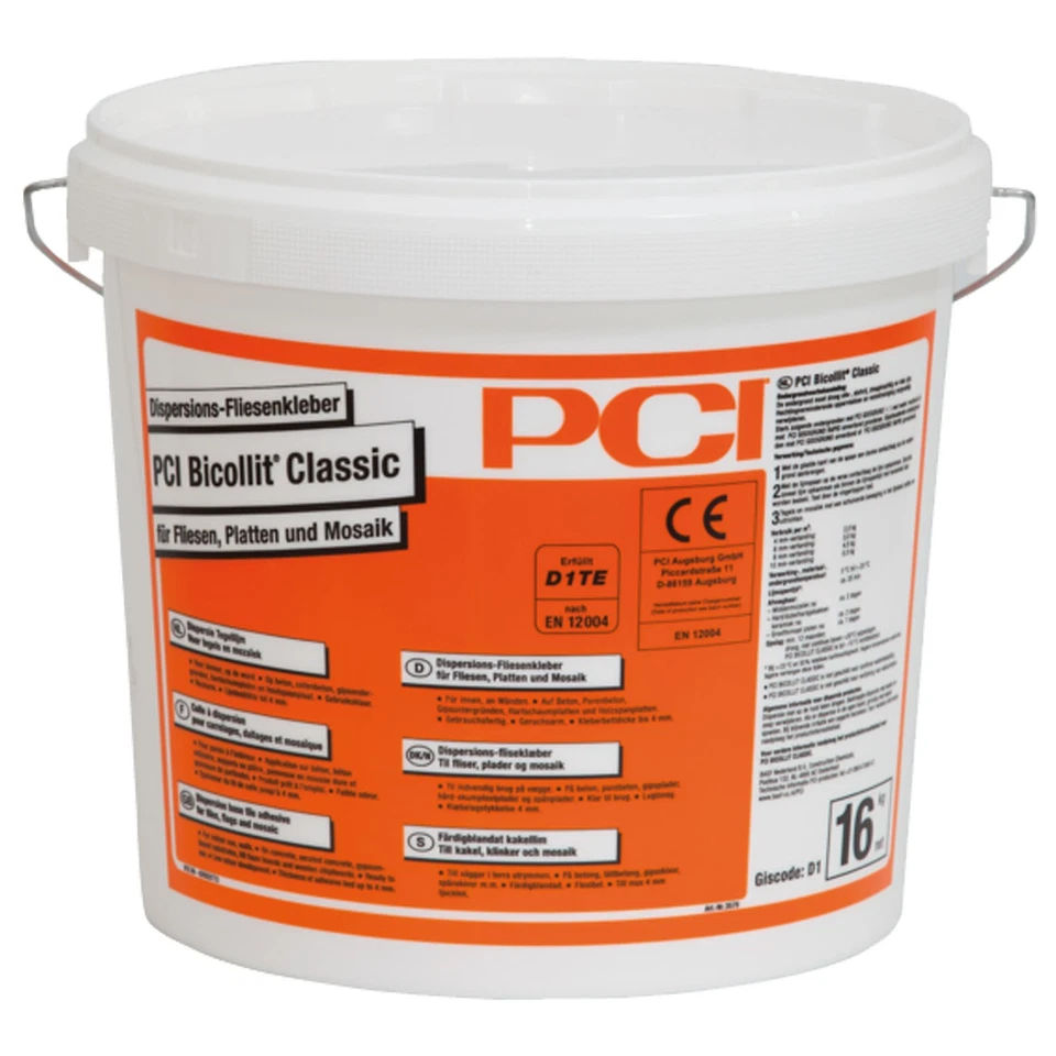 PCI Bicollit Classic Dispersions-Fliesenkleber für Fliesen Platten Mosaik 16 kg  - Bild 1 von 3
