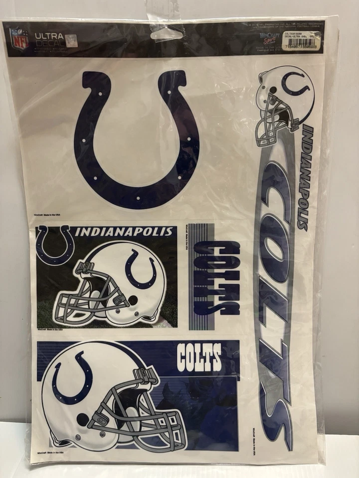 Vintage Indianapolis Colts 5 Decals WinCraft NFL Window Clings 11x17 NEW 2002 — 第 1/1 张图片