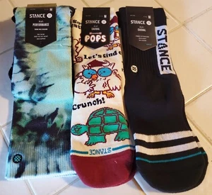 STANCE OG Black Tootsie Roll Crew Socks Youth Kids Medium 11-2 YM 3 Pair x3 Lot - Picture 1 of 5