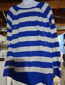 Girls Justice Striped Blue/Grey Lightweight Sweater Size 8 - Picture 1 of 5