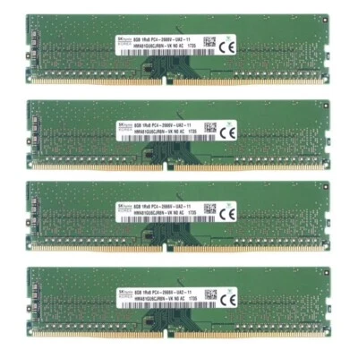 Hynix 32GB (4X8GB) DDR4 2666MHz PC4-21300 1RX8 UDIMM Memory Ram HMA81GU6CJR8N-VK - Image 1 of 4