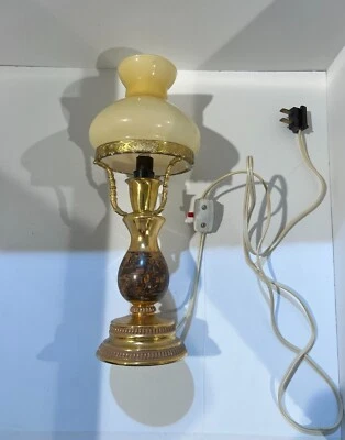 Vintage Italian Glass, Ceramic & Gold Table Lamp, Handmade in Florentine, Italy - Image 1 of 4