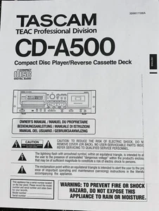 TASCAM CD-A500 OWNERS MANUAL (COPY) - Picture 1 of 3