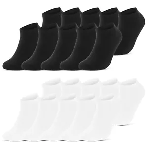 Zapatillas Calcetines Hombre Mujer (10 a 50 Pares) Negro Blanco Algodón Transpirable - Imagen 1 de 40
