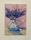 Ready To Hang Original Oil Painting "Lavender Blue ? Still Life.